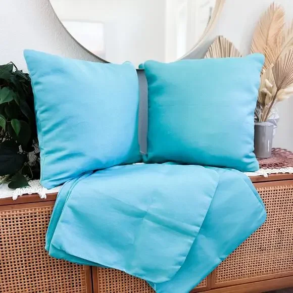 Set of 2 Sunbrella Aruba Blue Outdoor Pillow Covers tropical teal beach resort